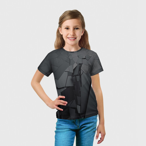 Детская футболка 3D с принтом Mirror abstraction collection, вид сбоку #3