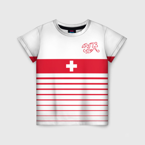 Детская 3D футболка с принтом Швейцария, форма, вид спереди #2