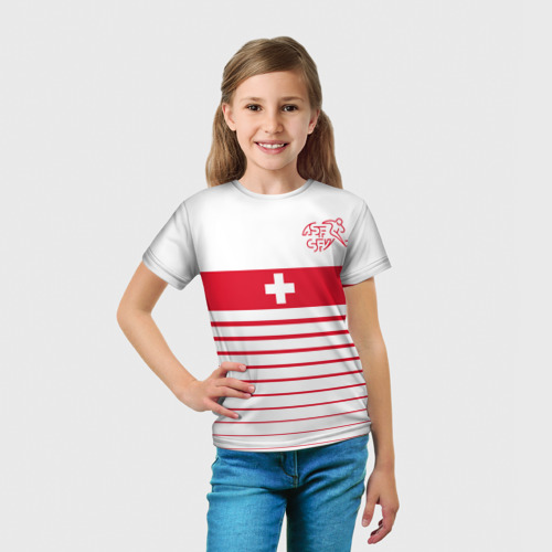 Детская 3D футболка с принтом Швейцария, форма, вид сбоку #3
