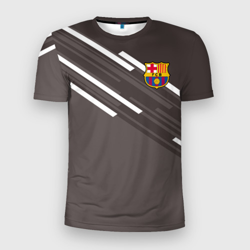 Мужская футболка 3D Slim с принтом ФК Барселона, вид спереди #2