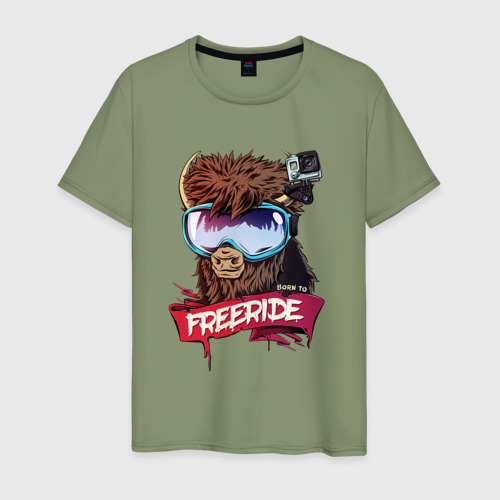 Мужская футболка хлопок с принтом Born to freeride, вид спереди #2