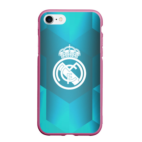 Чехол для iPhone 7/8 матовый с принтом Real Madrid Geometry Sport, вид спереди #2