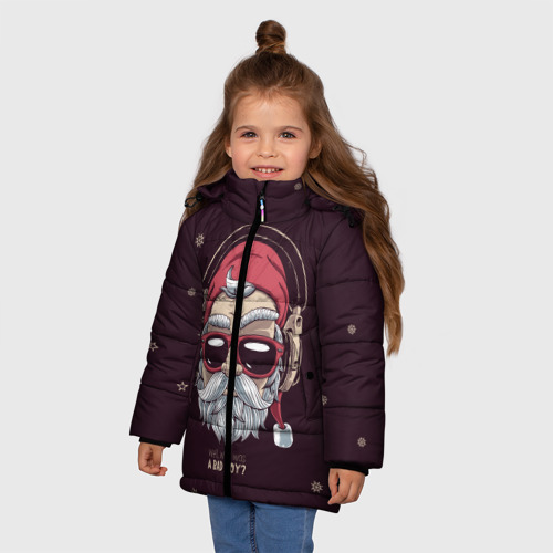 Зимняя куртка для девочек 3D с принтом Who was a bad boy?, фото на моделе #1