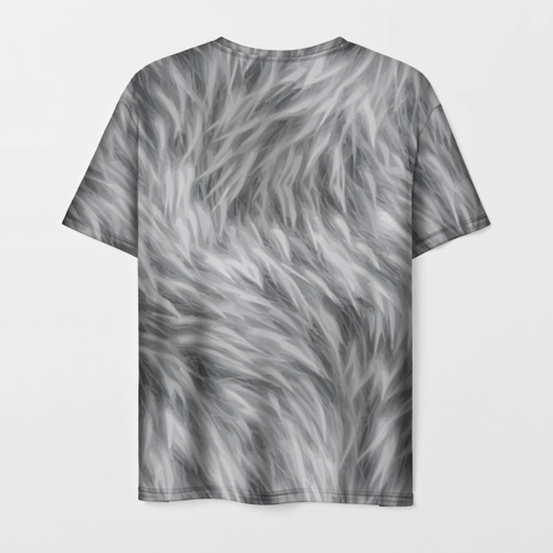 Мужская футболка 3D с принтом Шкура волка, вид сзади #1