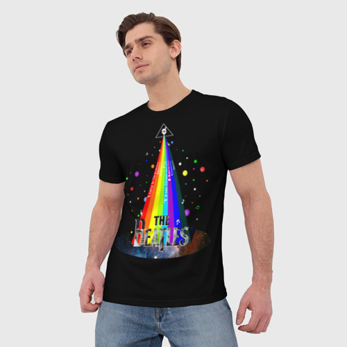 Мужская футболка 3D с принтом Музыкальная вселенная, фото на моделе #1