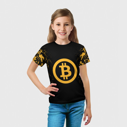 Детская футболка 3D с принтом Биткоин bitcoin, вид сбоку #3