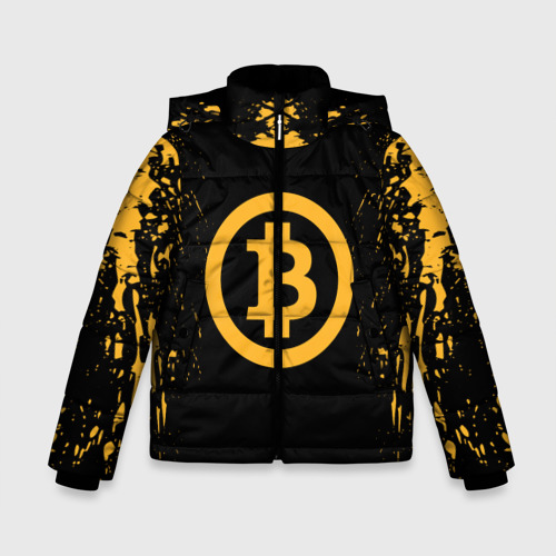 Зимняя куртка для мальчиков 3D с принтом Биткоин bitcoin, вид спереди #2