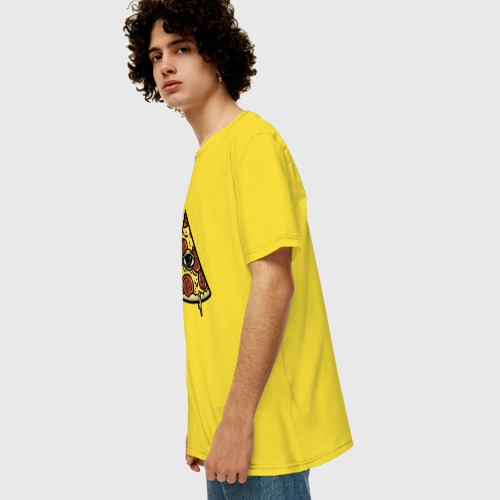 Мужская футболка хлопок Oversize с принтом Божественная пицца, вид сбоку #3