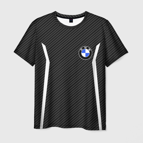 Мужская футболка 3D с принтом BMW carbon БМВ карбон, вид спереди #2
