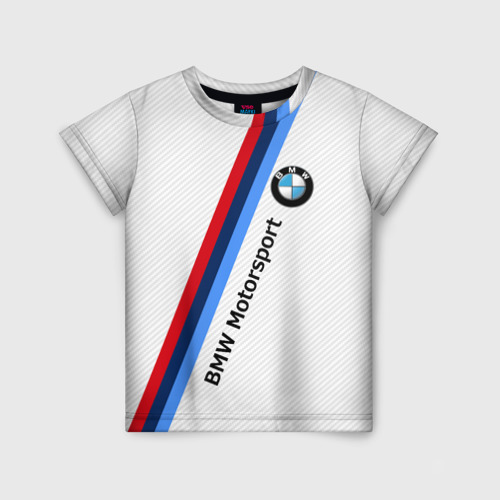 Детская 3D футболка с принтом BMW MOTORSPORT CARBON | БМВ, вид спереди #2