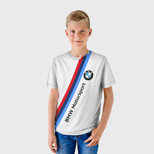 Детская 3D футболка с принтом BMW MOTORSPORT CARBON | БМВ, фото на моделе #1