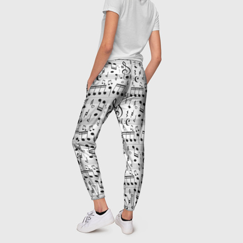 Женские брюки 3D с принтом Нотный стан, вид сзади #2