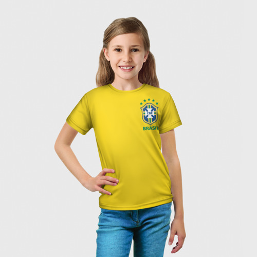 Детская футболка 3D с принтом Бразилия, форма, вид сбоку #3