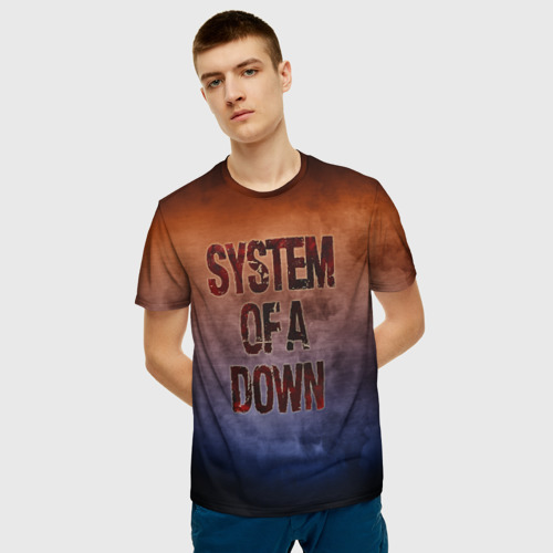 Мужская 3D футболка с принтом System of a Down, фото на моделе #1