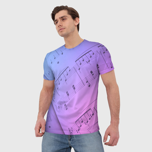 Мужская футболка 3D с принтом Ноты, фото на моделе #1