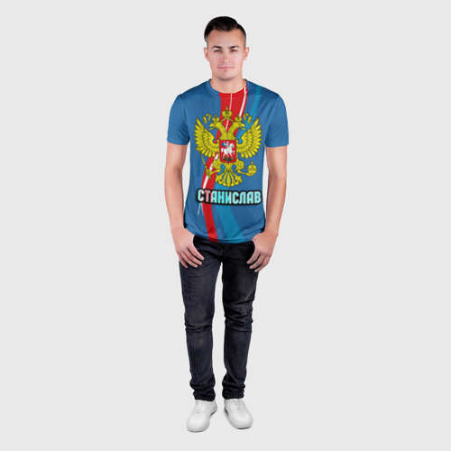 Мужская футболка 3D Slim с принтом Герб Станислав, вид сбоку #3