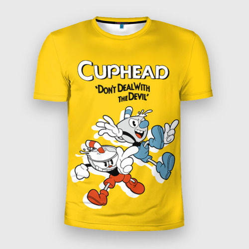 Мужская футболка 3D Slim с принтом Cuphead, вид спереди #2