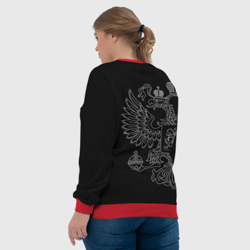 Женский свитшот 3D с принтом РХБЗ, белый герб РФ, вид сзади #2