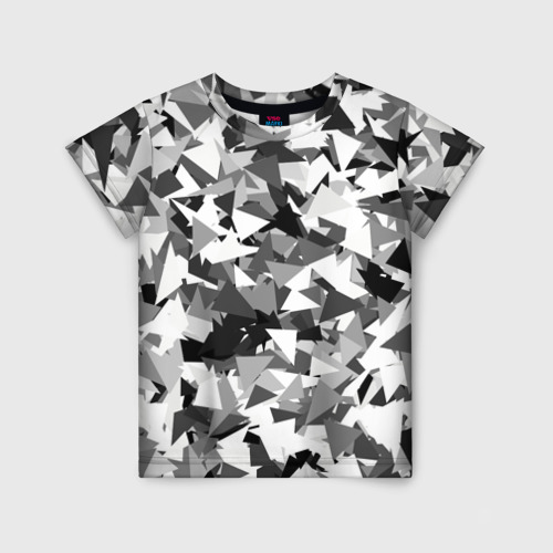 Детская футболка 3D с принтом Городской серый камуфляж, вид спереди #2