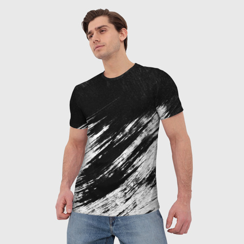 Мужская футболка 3D с принтом Abstraction black&white, фото на моделе #1