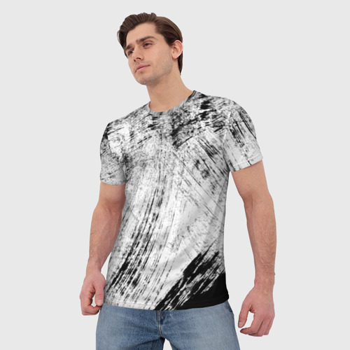 Мужская футболка 3D с принтом Серые штрихи, фото на моделе #1