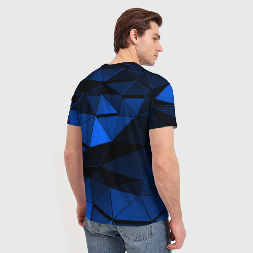 Мужская 3D футболка с принтом Blue abstraction collection, вид сзади #2