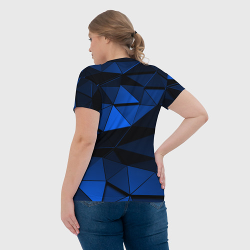 Женская футболка 3D с принтом Blue abstraction collection, вид сзади #2