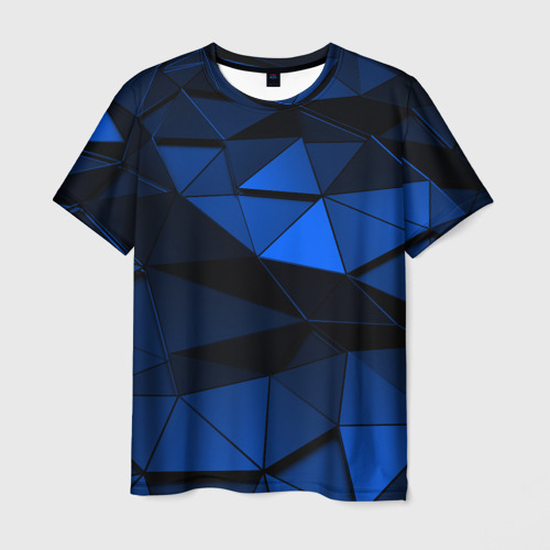 Мужская 3D футболка с принтом Blue abstraction collection, вид спереди #2