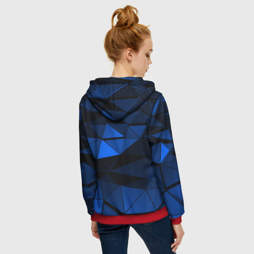 Женская толстовка 3D на молнии с принтом Blue abstraction collection, вид сзади #2