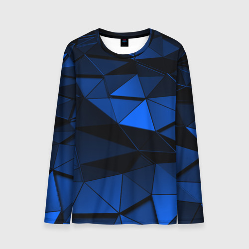 Мужской лонгслив 3D с принтом Blue abstraction collection, вид спереди #2