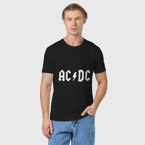 Мужская футболка хлопок с принтом AC/DC, фото на моделе #1