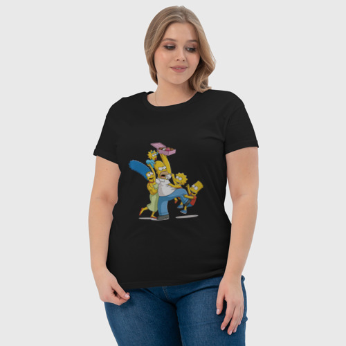 Женская футболка хлопок с принтом Семья Симпсонов, фото #4