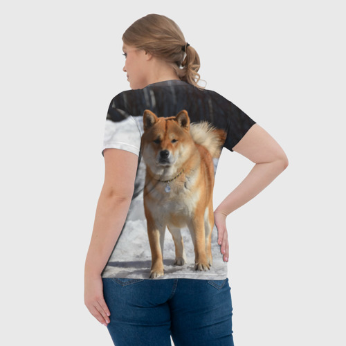 Женская футболка 3D с принтом Акита-ину, вид сзади #2