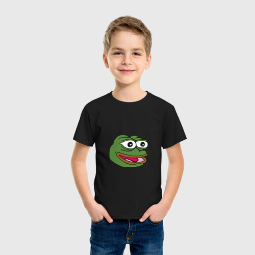Детская футболка хлопок с принтом Pepe frog, фото на моделе #1