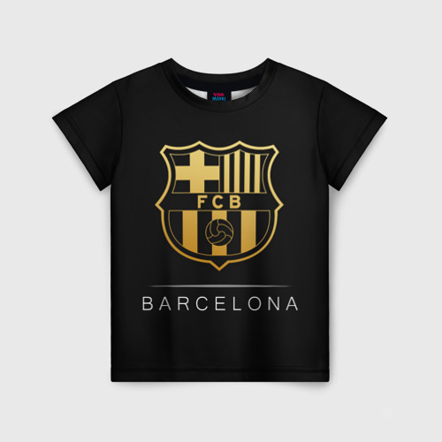 Детская футболка 3D с принтом Barcelona Gold Edition, вид спереди #2