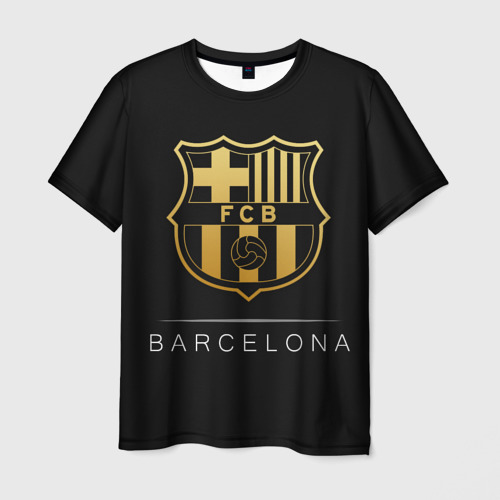 Мужская 3D футболка с принтом Barcelona Gold Edition, вид спереди #2