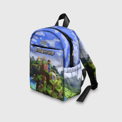 Детский рюкзак 3D с принтом Владимир - Minecraft, вид сбоку #3