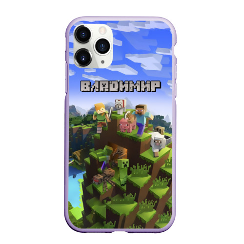 Чехол для iPhone 11 Pro матовый с принтом Владимир - Minecraft, вид спереди #2