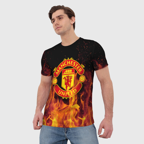 Мужская футболка 3D с принтом FC Manchester United, фото на моделе #1