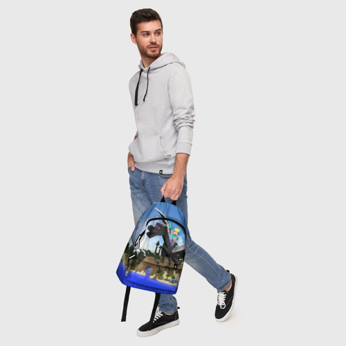 Рюкзак 3D с принтом Стив на Эндер Драконе, фото #5