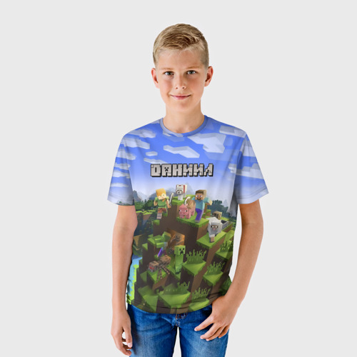 Детская 3D футболка с принтом Даниил - Minecraft, фото на моделе #1