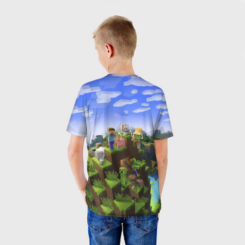 Детская футболка 3D с принтом Костя - Minecraft, вид сзади #2