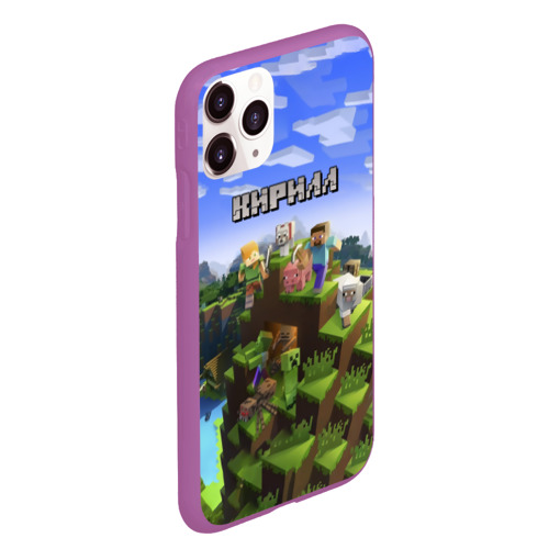 Чехол для iPhone 11 Pro Max матовый с принтом Кирилл - Minecraft, вид сбоку #3