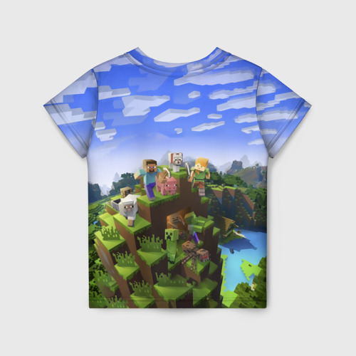 Детская футболка 3D с принтом Пётр - Minecraft, вид сзади #1