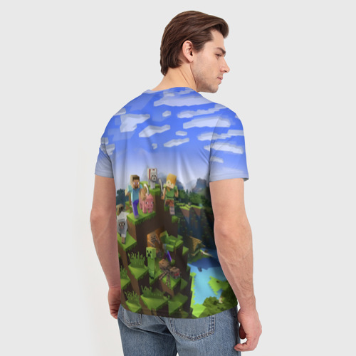 Мужская футболка 3D с принтом Степан - Minecraft, вид сзади #2