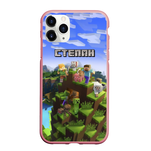 Чехол для iPhone 11 Pro Max матовый с принтом Степан - Minecraft, вид спереди #2