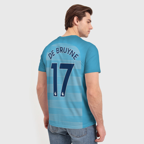 Мужская футболка 3D с принтом Де Брюйне Форма Домашняя 18-19, вид сзади #2