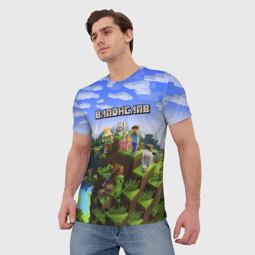 Мужская футболка 3D с принтом Владислав - Minecraft, фото на моделе #1