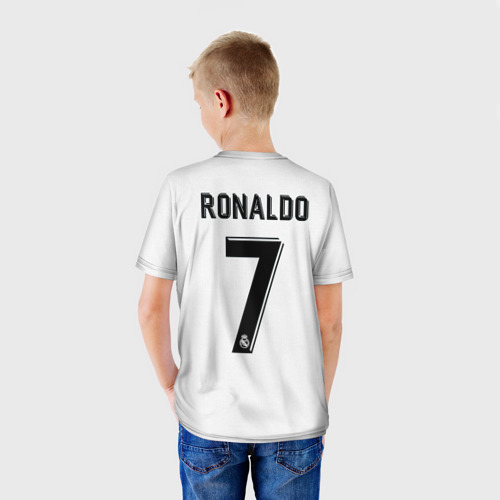 Детская 3D футболка с принтом Криштиану Роналду Форма 18/19, вид сзади #2