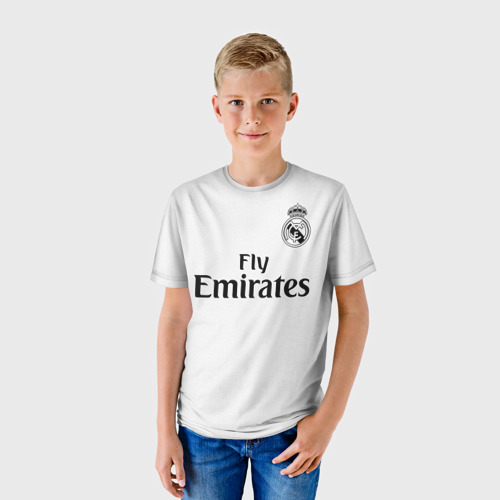 Детская футболка 3D с принтом Реал Мадрид Форма Новая 18-19, фото на моделе #1